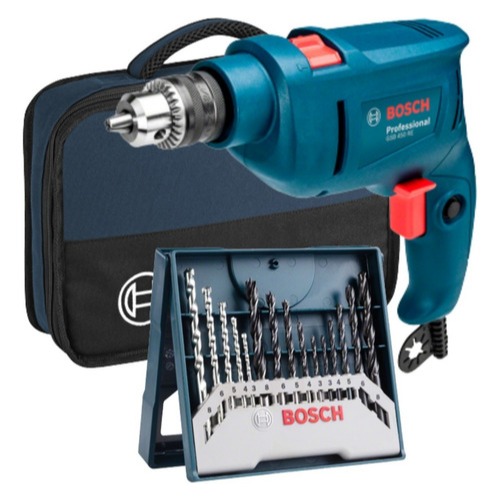 Furadeira Impacto Parafusadeira Bosch GSB 450 RE 220v + Kit 15 Brocas + Bolsa