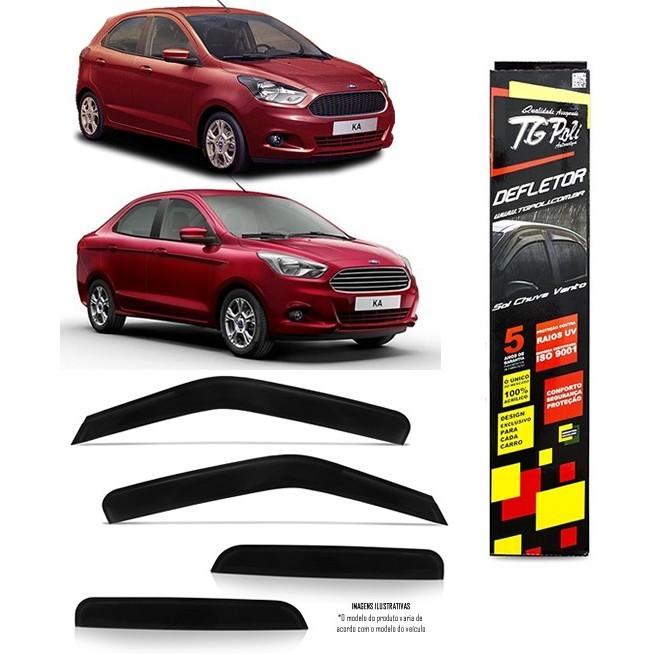 Calha Chuva Defletor TG Poli Novo Ka Hatch e Sedan 2014 2015 2016 2017 2018 2019 2020 2021 4 Portas