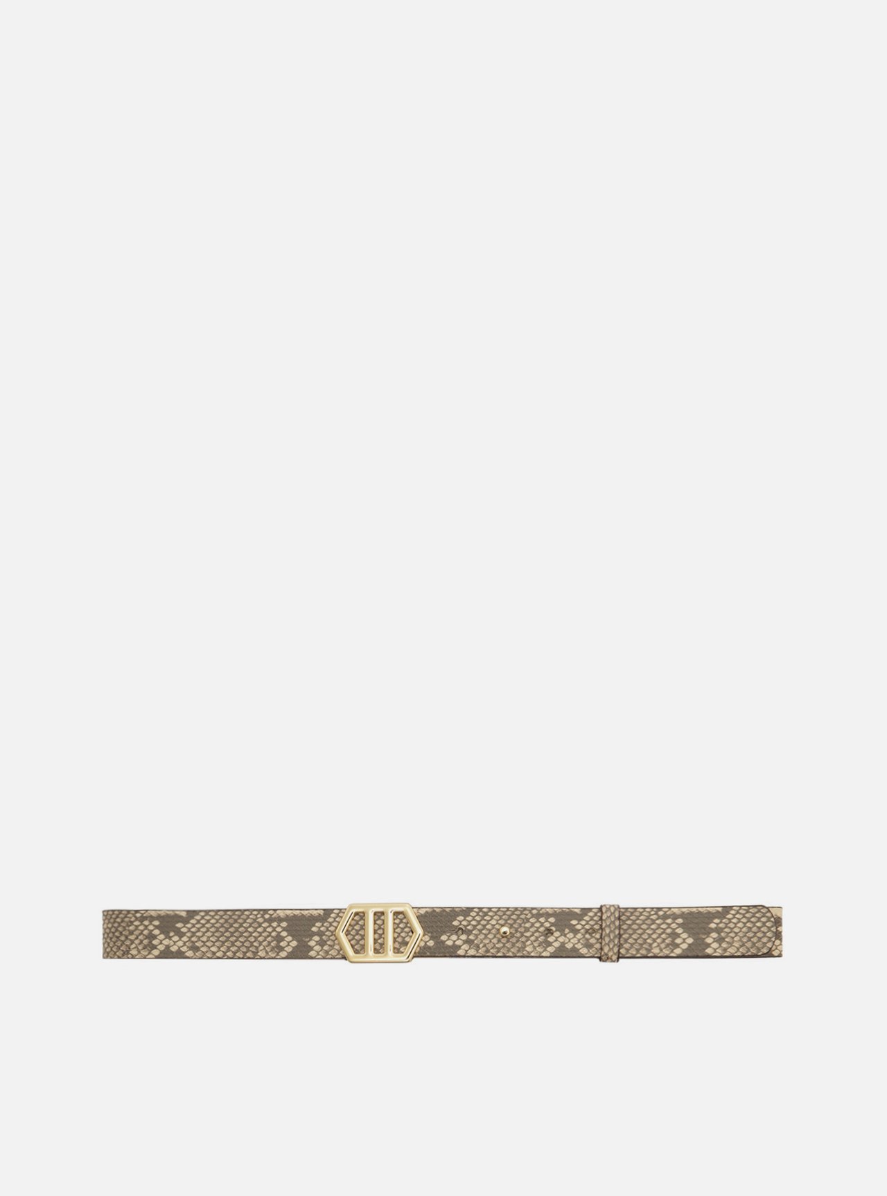 Cinto Cinza Snake Médio Fivela Hexagonal
