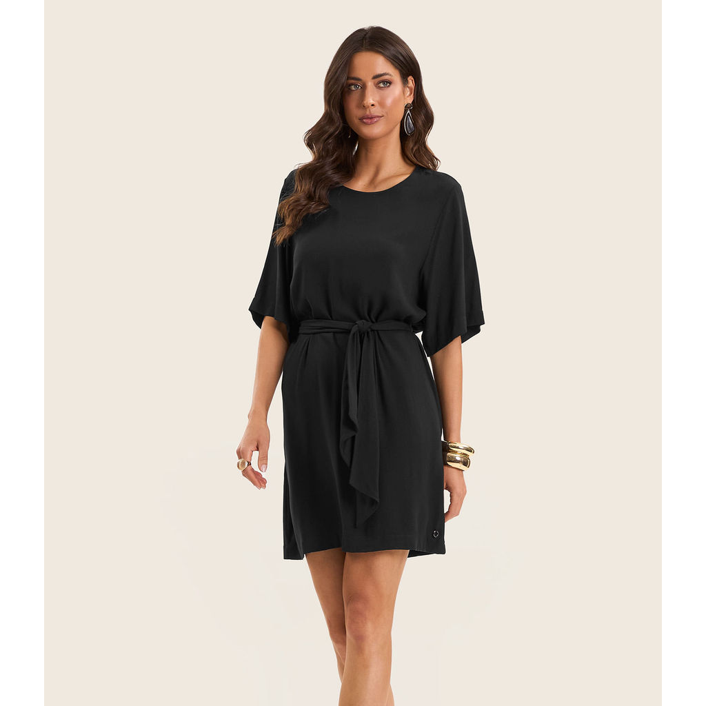 Vestido Curto Feminino Com Cinto Endless Preto