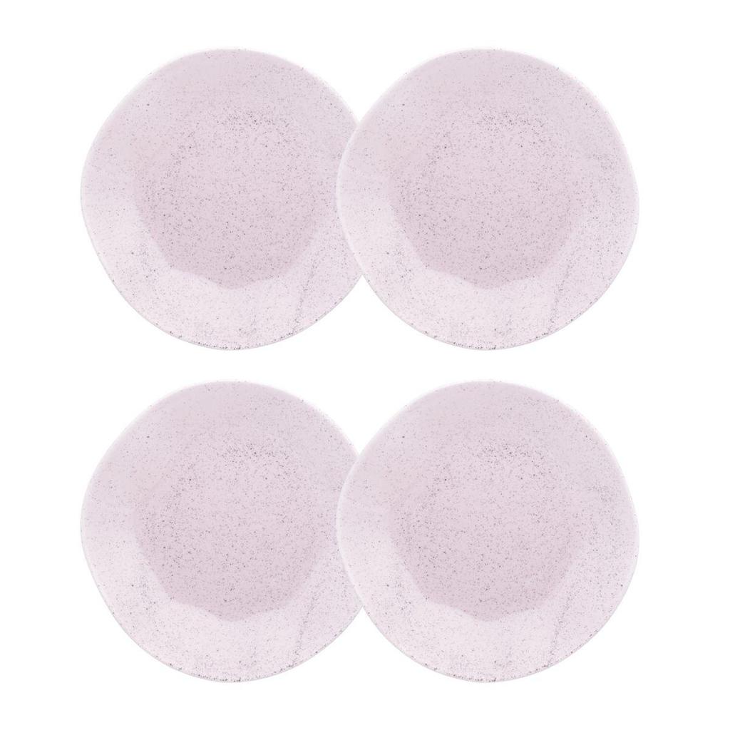 Conjunto 4 Pratos Fundo 22,5cm Ryo Pink Sand Porcelana Oxford