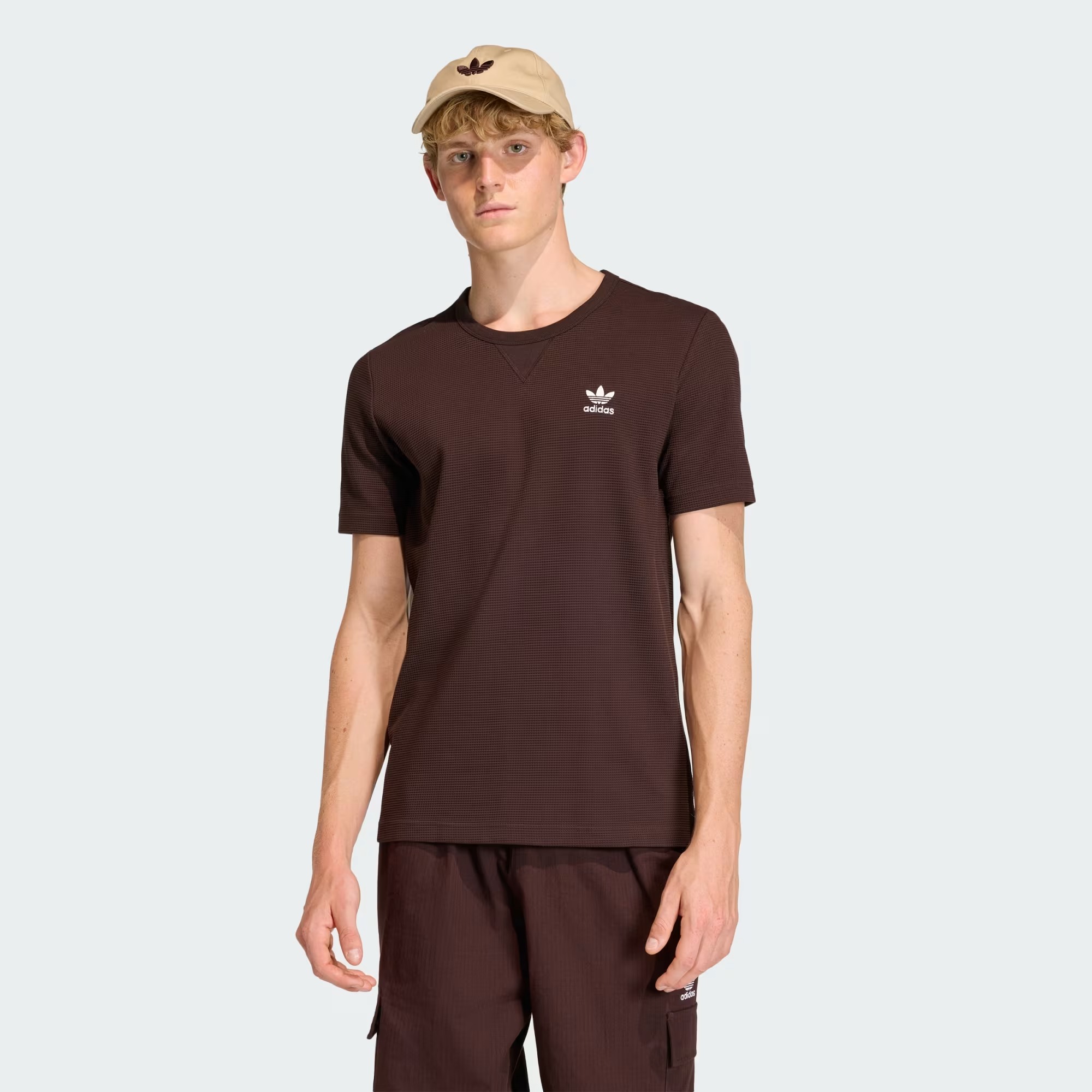 Camiseta adidas Waffle Trefoil Essentials Aurora Coffee — XG, Novo