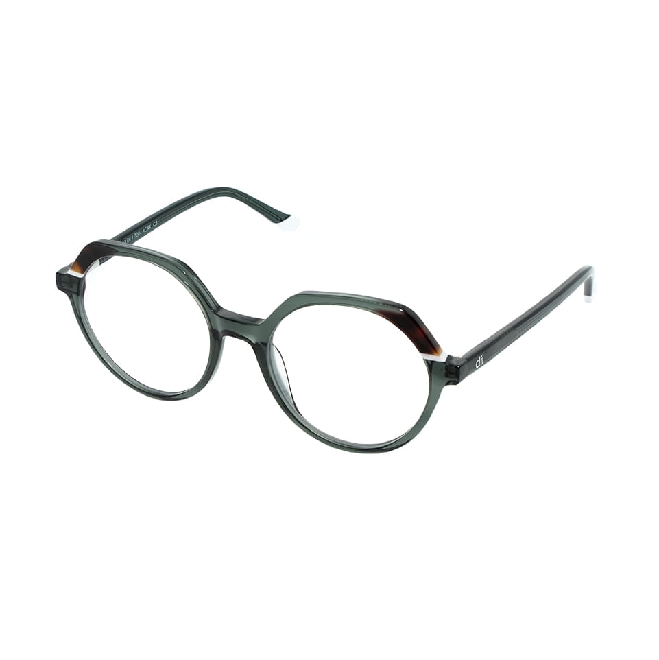 Armação para Óculos de Grau Feminino Dii Collection 1 7004 Verde Militar com Marrom