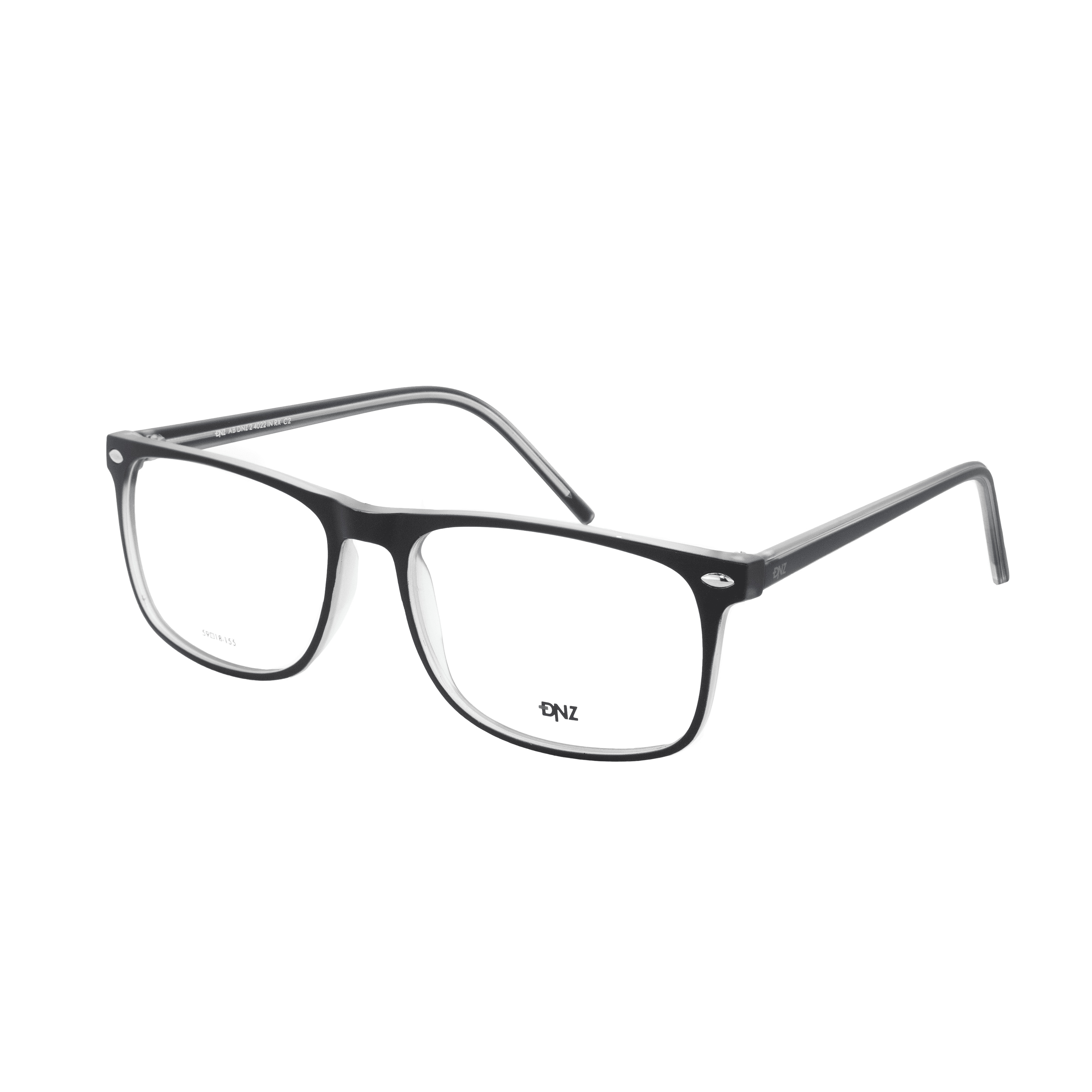 Armação para Óculos de Grau Masculino DNZ 2 4022 Preto com Efeito Interno em Cristal