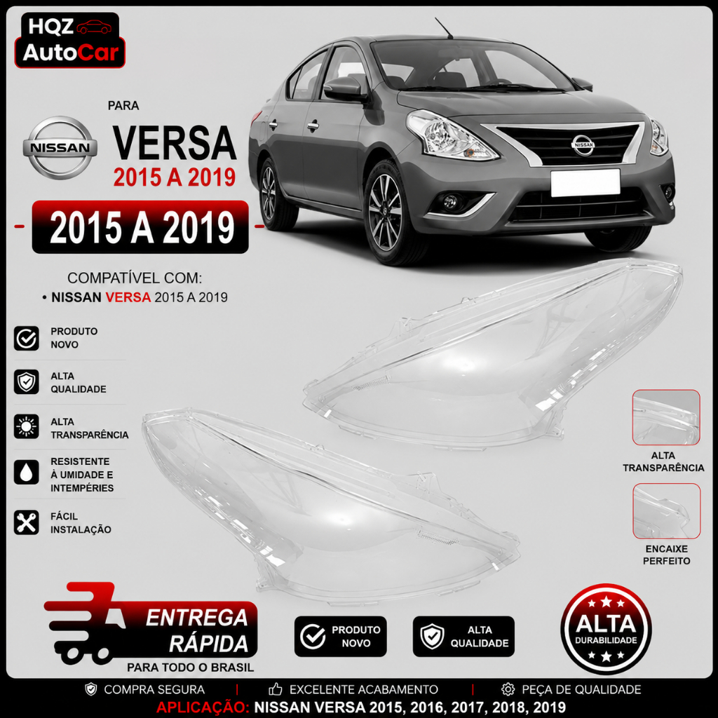 Lente Farol Nissan Versa 2015 A 2019