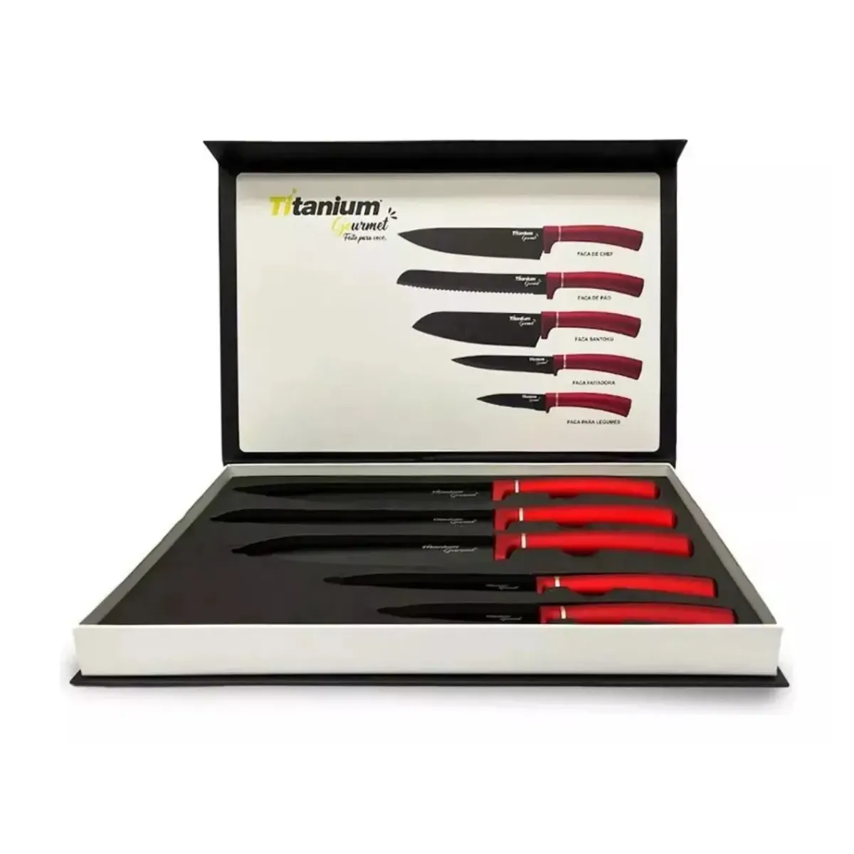 KIT FACAS PRIME 5 PEÇAS TITANIUM