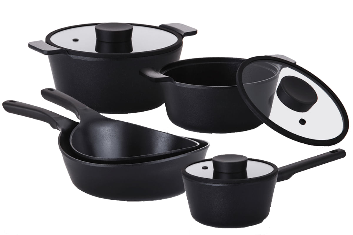 5 Panelas Vulkan em Cerâmica para Indução Neoflam Preto