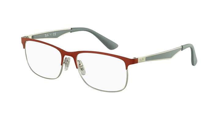 Armação de Óculos de Grau Rayban Junior, modelo 1052, cor Vermelho e Prata, tamanho 49