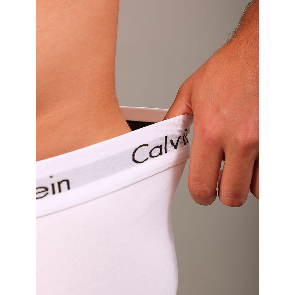 Foto 2 de Kit 4 Underwear Trunk Classic Cintura Baixa Com Elastano Elástico Cueca Calvin Klein - Branco