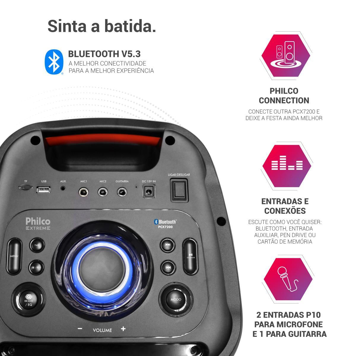 Foto 5 de Caixa de Som Philco Extreme 1350W Bluetooth V5.3 PCX7200 Bivolt