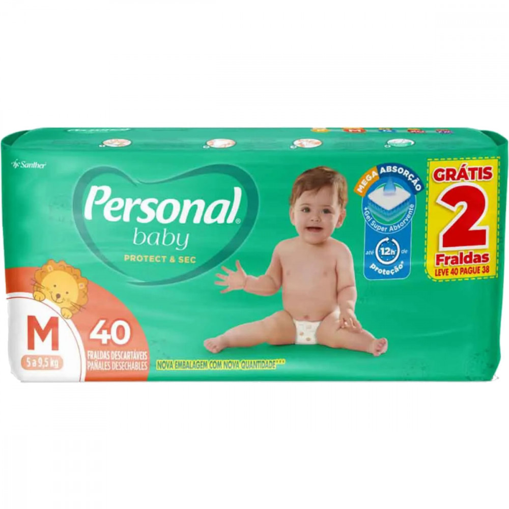 Fralda Personal Protect e Sec M Leve 40 Pague 38 Unidades