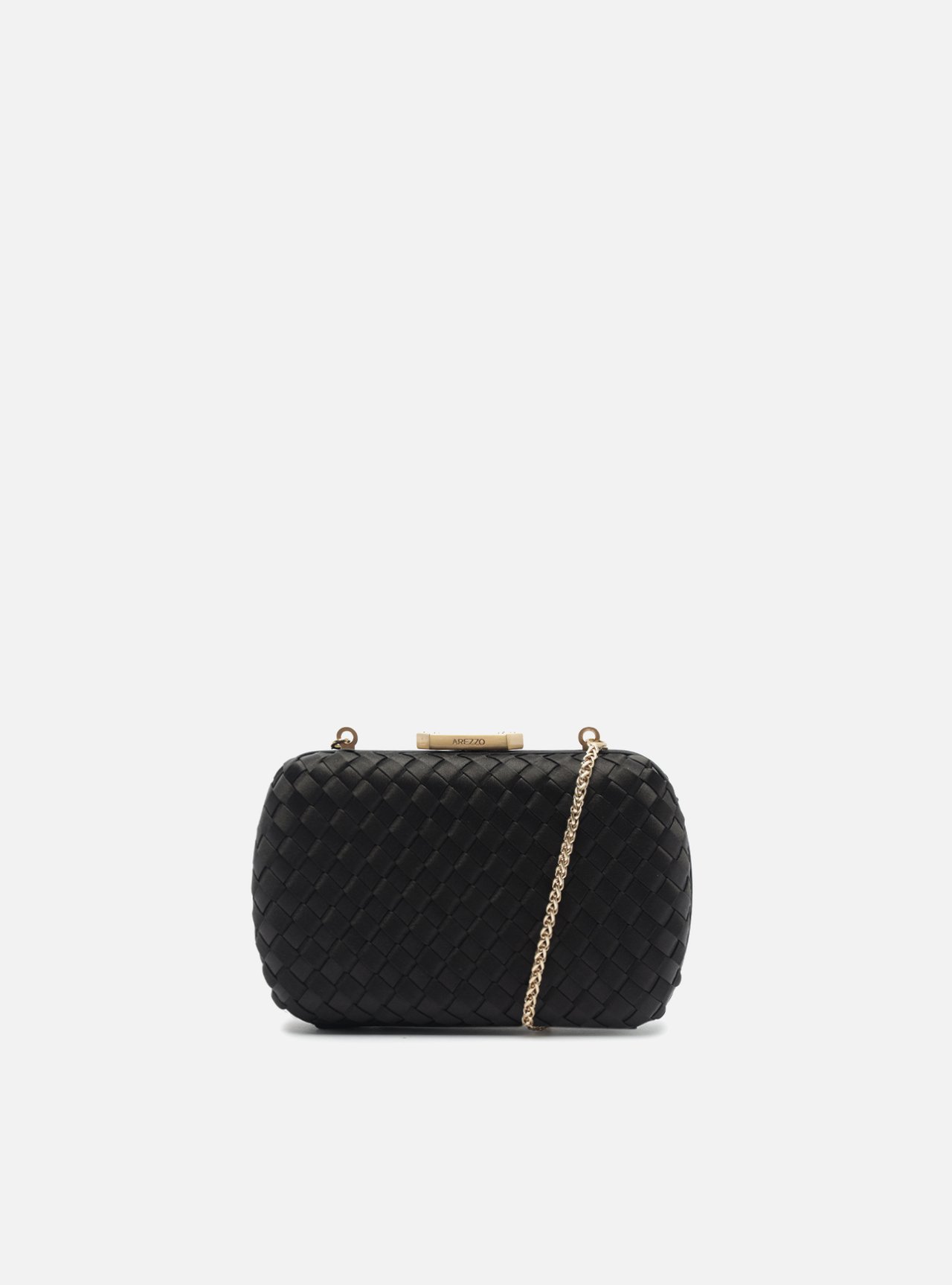 Bolsa Tiracolo Preta Pequena Tressê Corrente