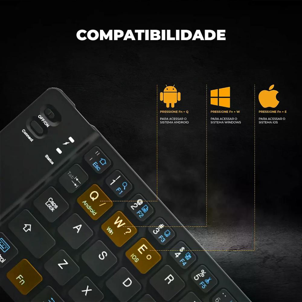 Foto 4 de Mini Teclado Dobrável Sem Fio - Armor - Gshield