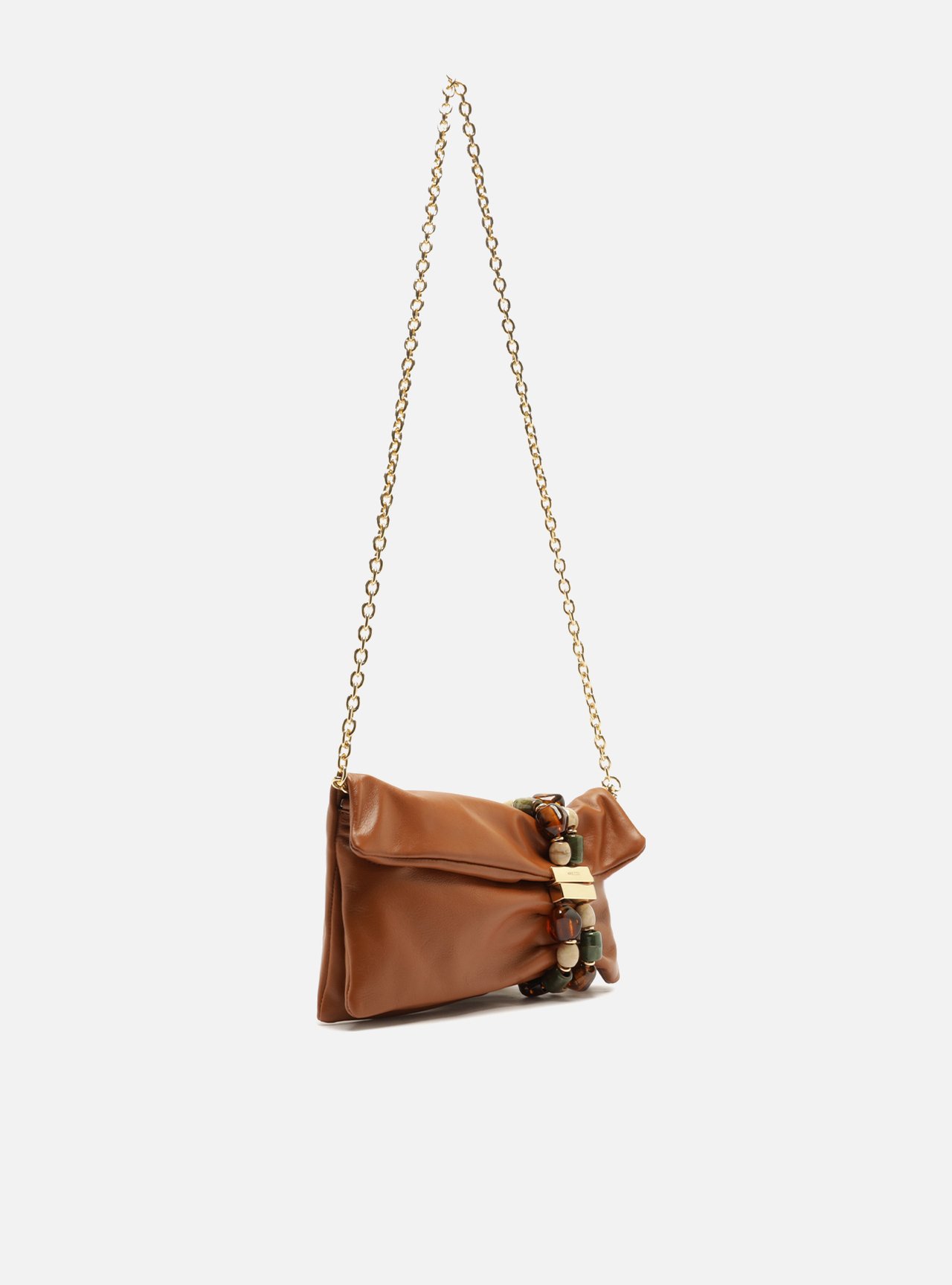 Foto 5 de Bolsa Clutch Marrom Pequena Soft Pedraria