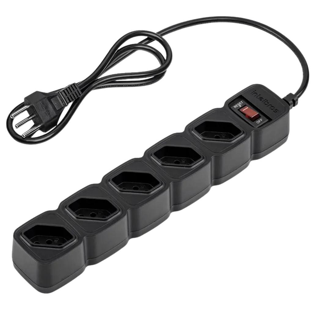 Filtro De Linha 5 Tomadas Intelbras Bivolt 1 Metro Com Rearme Preto EPE205