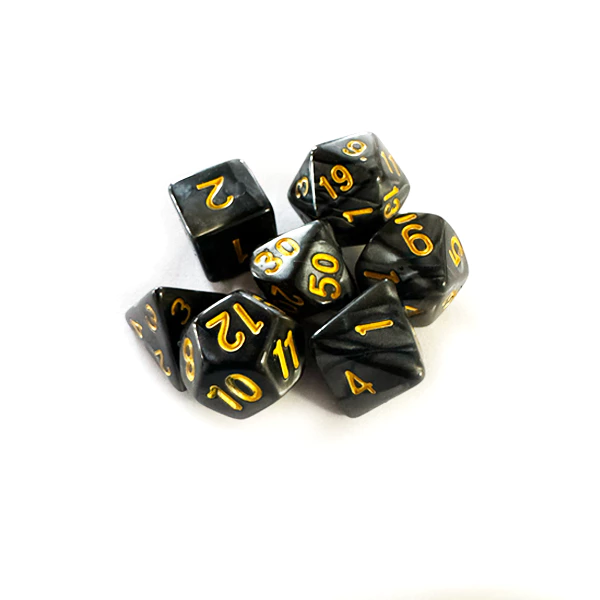 Dados RPG: Perolado Preto e Dourado e Perolado Roxo e Dourado Central Dice | Estilo e Qualidade para suas Aventuras!
