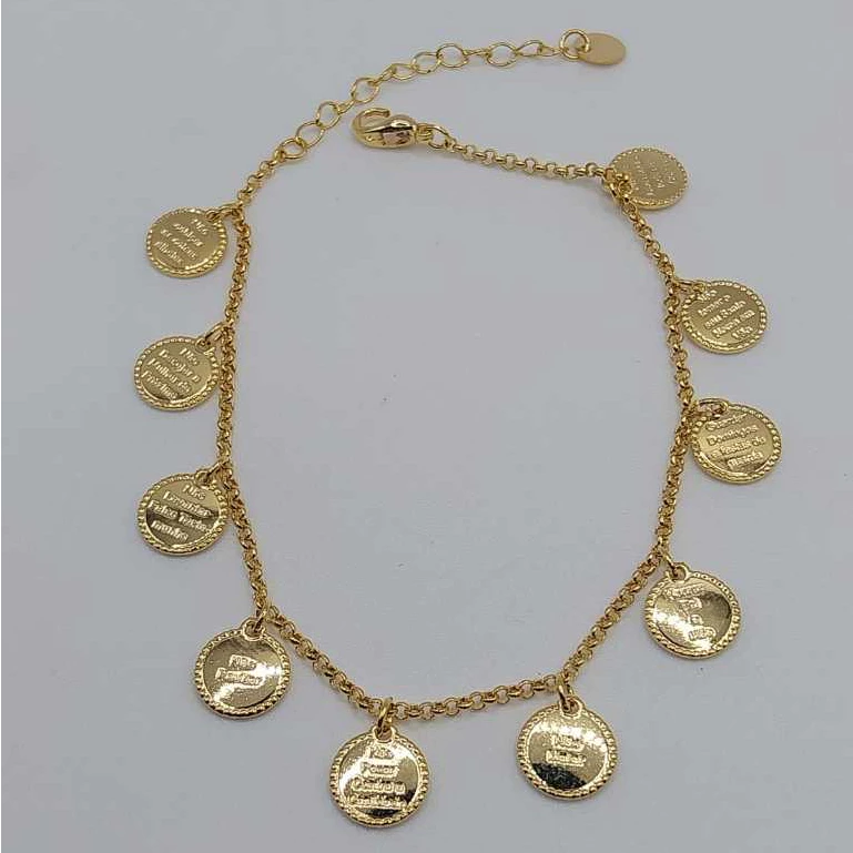 Pulseira Dez Mandamentos Folheada A Ouro e a Prata