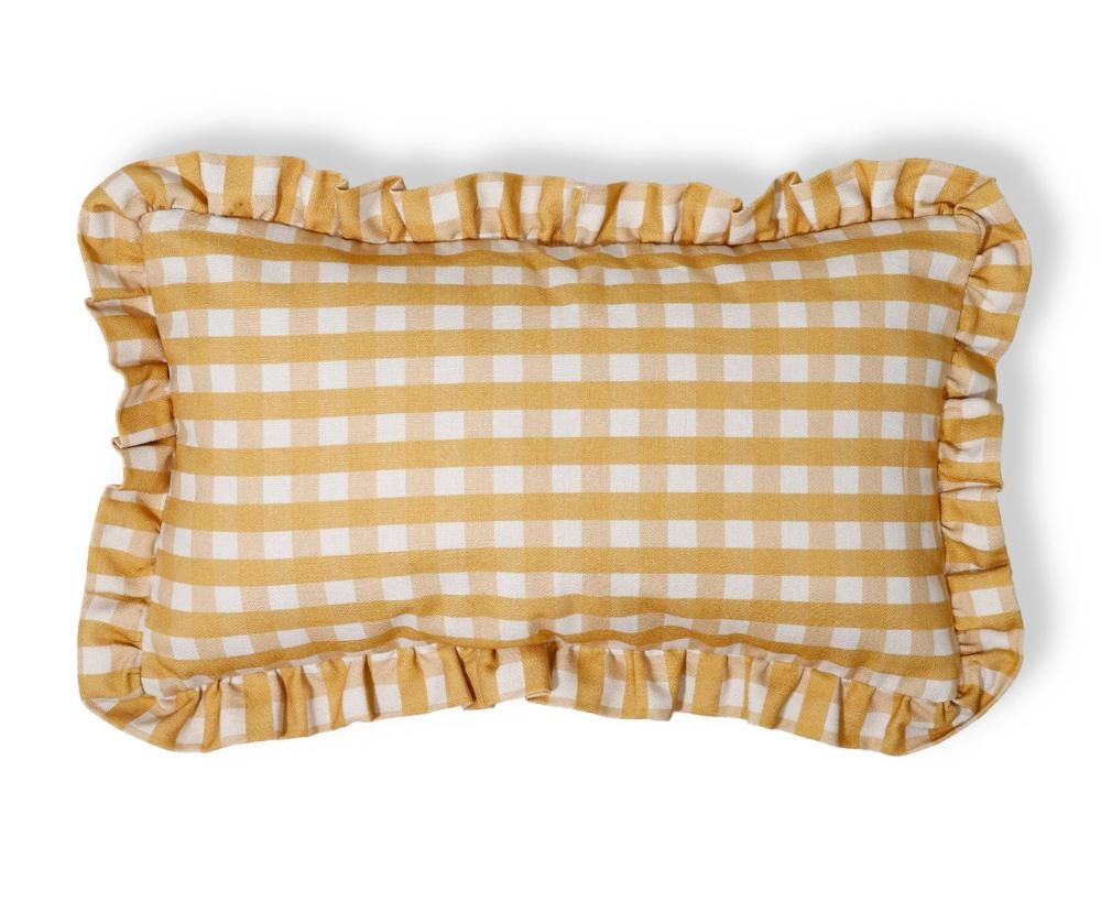 Capa Almofada Retangular Babados Vichy Elena Amarelo Amarelo