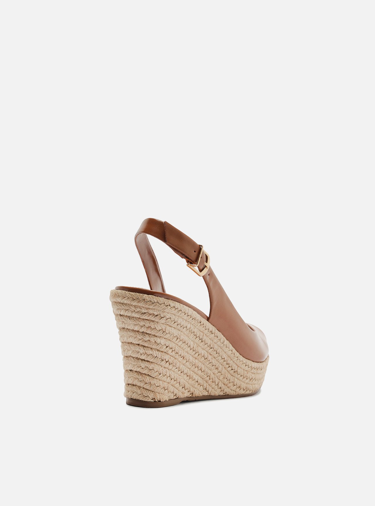 Foto 3 de Sandália Marrom Couro Plataforma Fivela Slingback