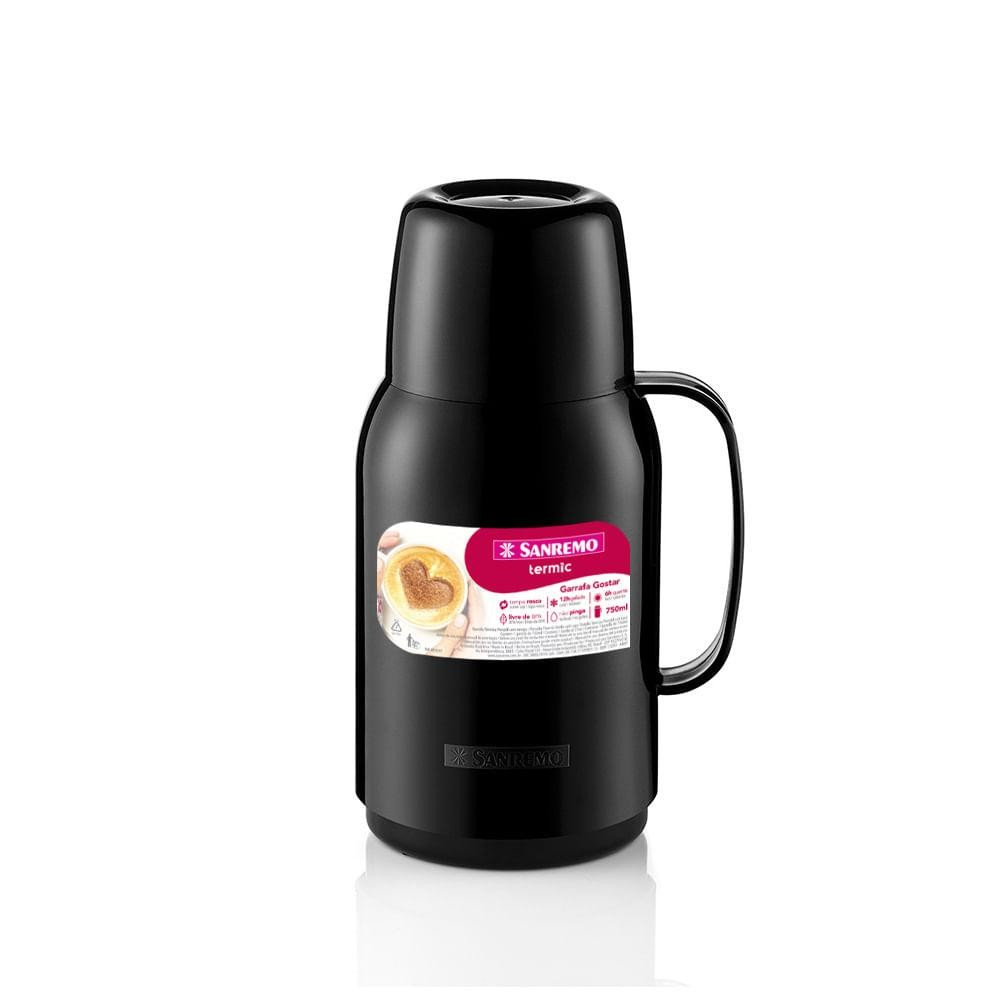 Garrafa Térmica Plástica Gostar Preta 750ml Termic Sanremo