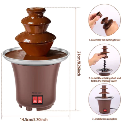 Fonte de Chocolate Elétrica Mini Torre com Design Compacto e Elegante