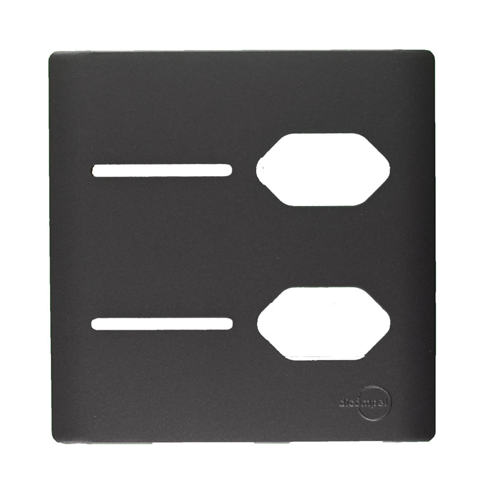 Placa 4x4 2 Interruptores E 2 Tomadas Preto Grafite Novara Dicompel