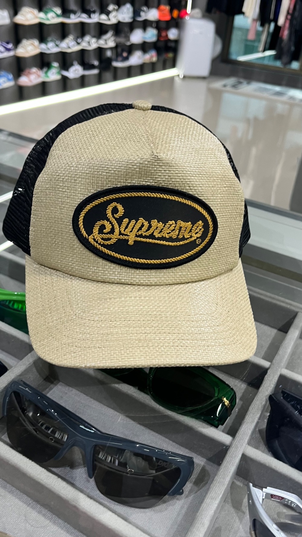 Boné Supreme Raffia Mesh Back 5-Panel Tan SS26-W9 — Único, Novo
