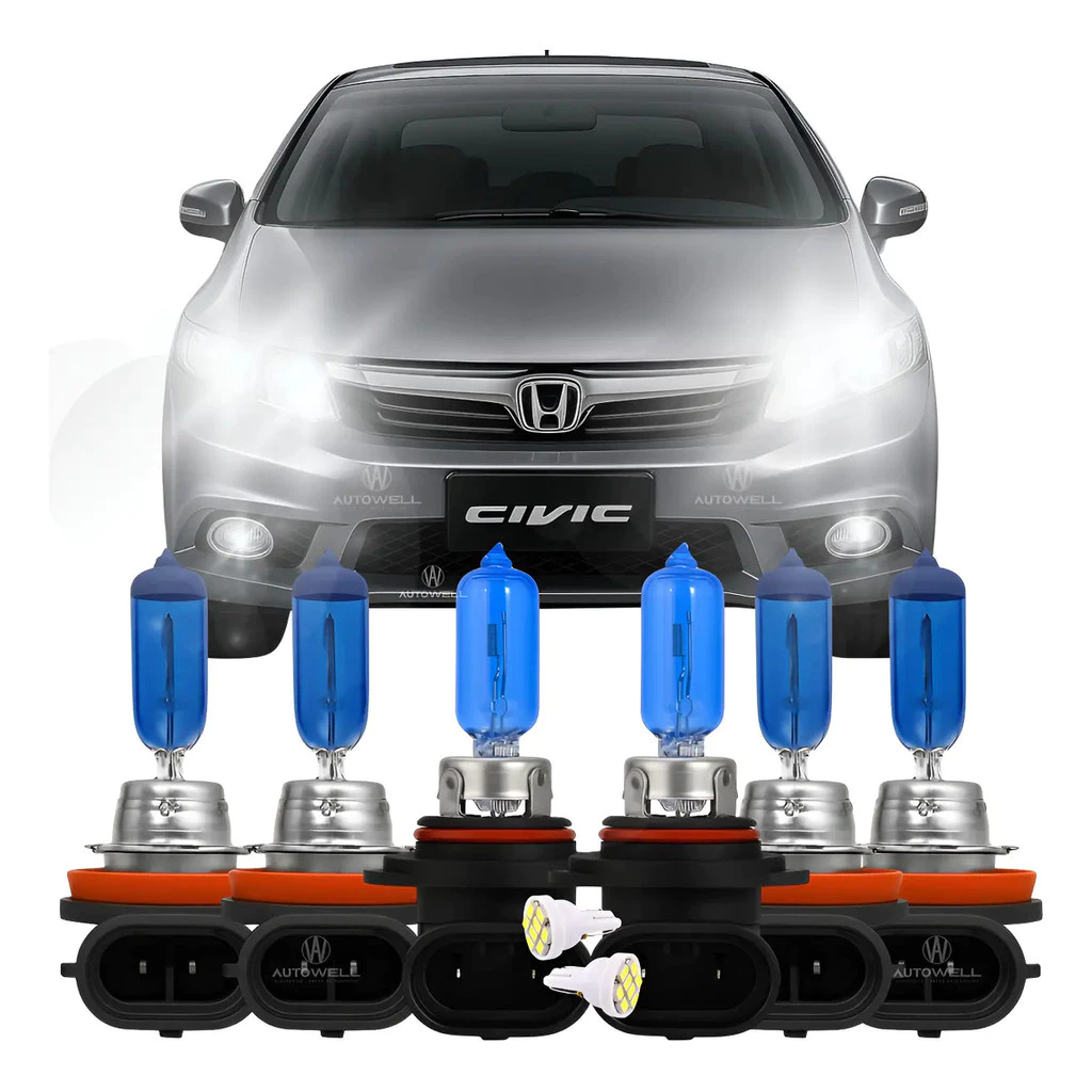 Kit Lâmpadas Super Branca Farol Civic 2012 2013 Até 2021