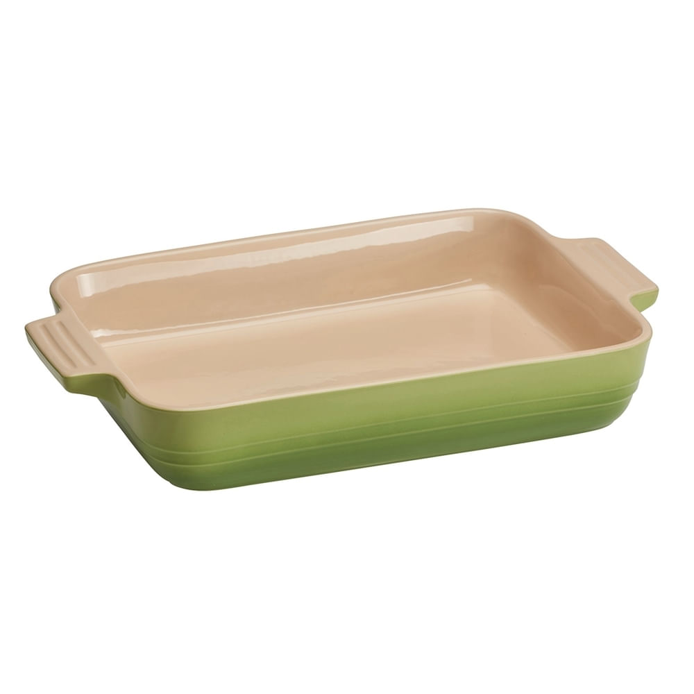 TRAVESSA RETANGULAR LE CREUSET CLÁSSICA 32CM EM CERÂMICA VERDE PALM 71103324260001