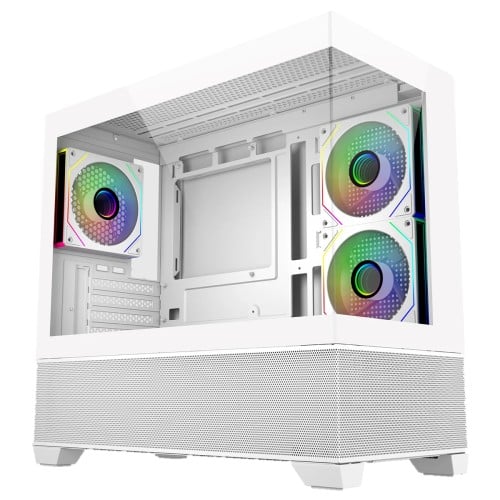 Gabinete Gamer Cooler Master Elite 490, Vidro Temperado, Mini Tower, mATX, Com 3 Fans ARGB, Branco, E490-WHNN-S00