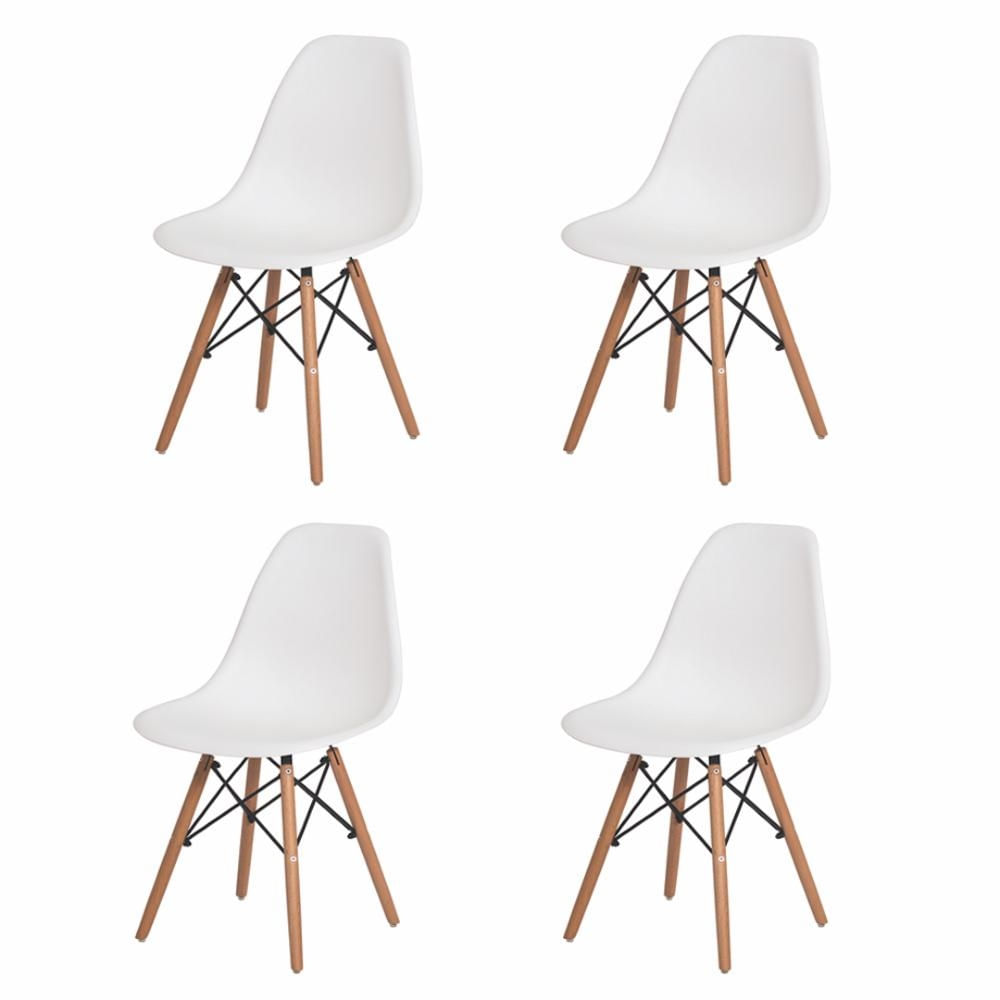 Kit 4 Cadeiras para Sala de Jantar Charles Eames Eiffel Branca