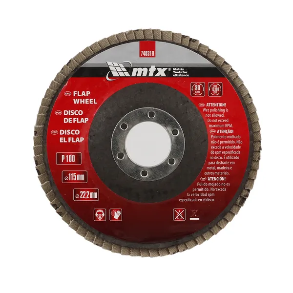 DISCO SBASTE TIPO FLAP GRAO 100 115MM X 22MM-MTX