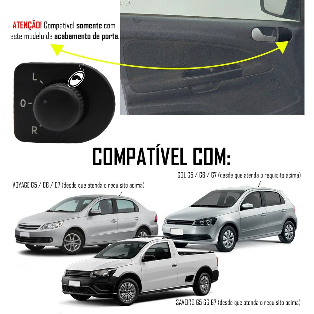 Foto 2 de Kit Retrovisor Elétrico Simples Gol Saveiro Voyage G5 G6 G7 Tragial