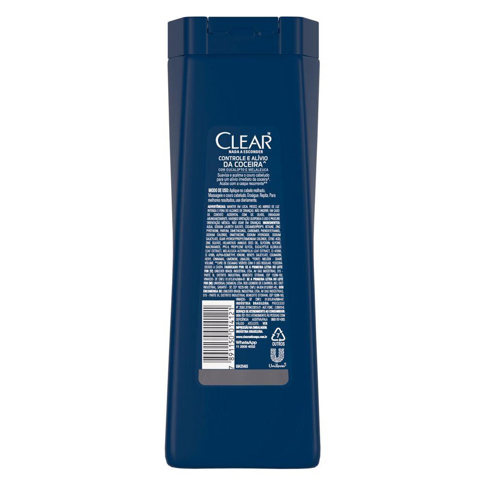 Foto 2 de Kit 2 Shampoos Anticaspa Clear Men Controle e Alívio da Coceira 400ml cada