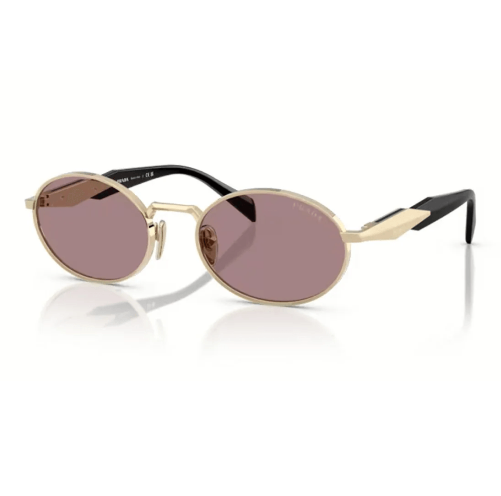 Óculos de Sol Prada ZVN20 Feminino Oval Metal Dourado