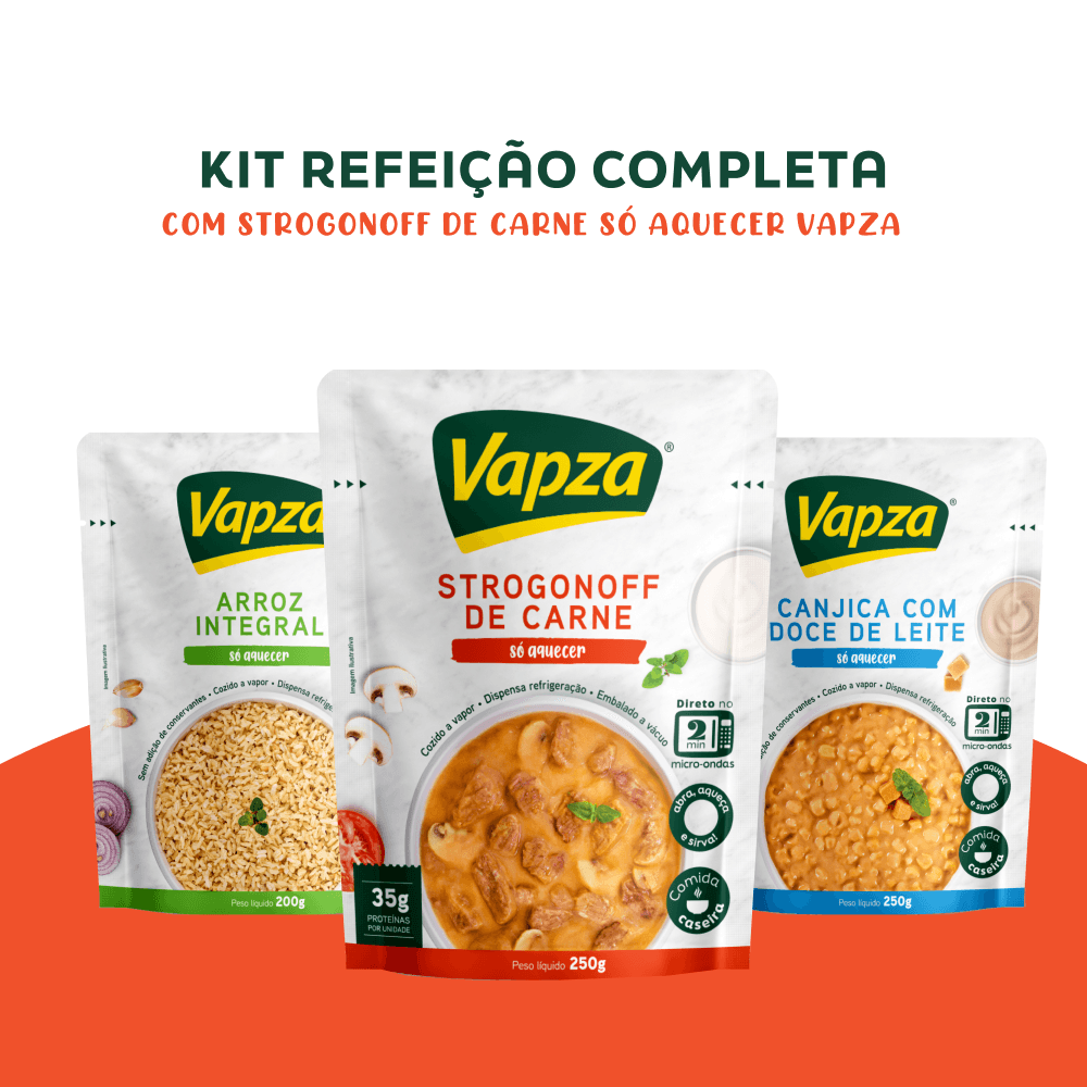 Refeição Completa com Strogonoff de Carne Só Aquecer Vapza