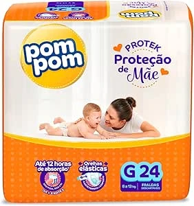 Fralda Pom Pom Protek Proteção De Mãe Jumbo G 24 Unidades