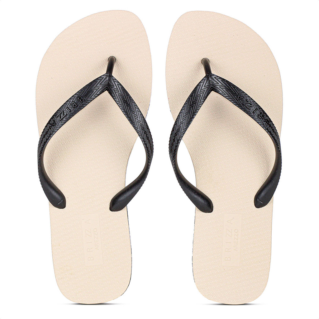 Chinelo Brizza Arezzo Roma Basics Bicolor Bege e Preto - Feminino