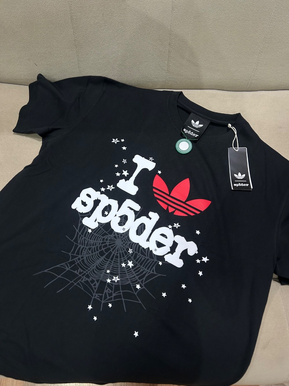 Sp5der x adidas Camiseta Black — XG, Novo