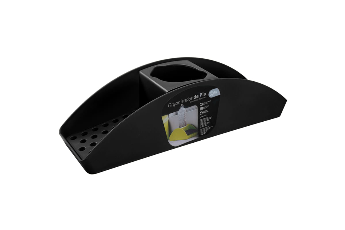 Organizador de Pia Basic 32,2 x 8,6 x 9,1 cm Preto