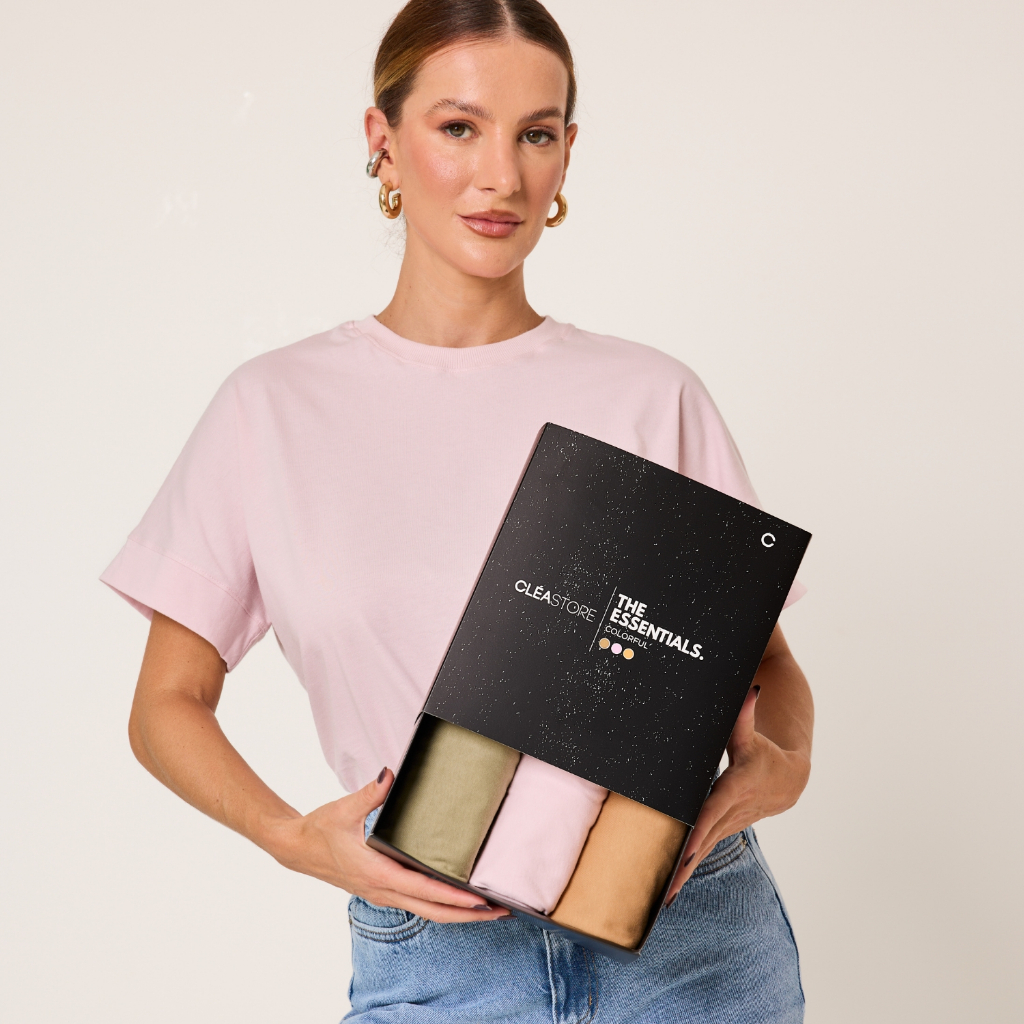 Kit 3 T-Shirts Oversized Colorful Algodão Cléa Store