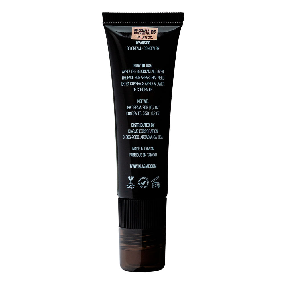 Foto 4 de BB Cream Líquido 4 em 1 Klasmé Wear & Go FPS50 — 02