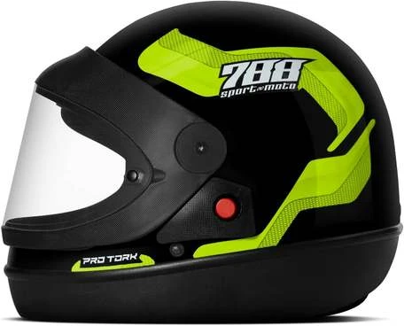 [Regional] Capacete Fechado Pro Tork Sport Moto 788 Preto - Amarelo Tam. 62