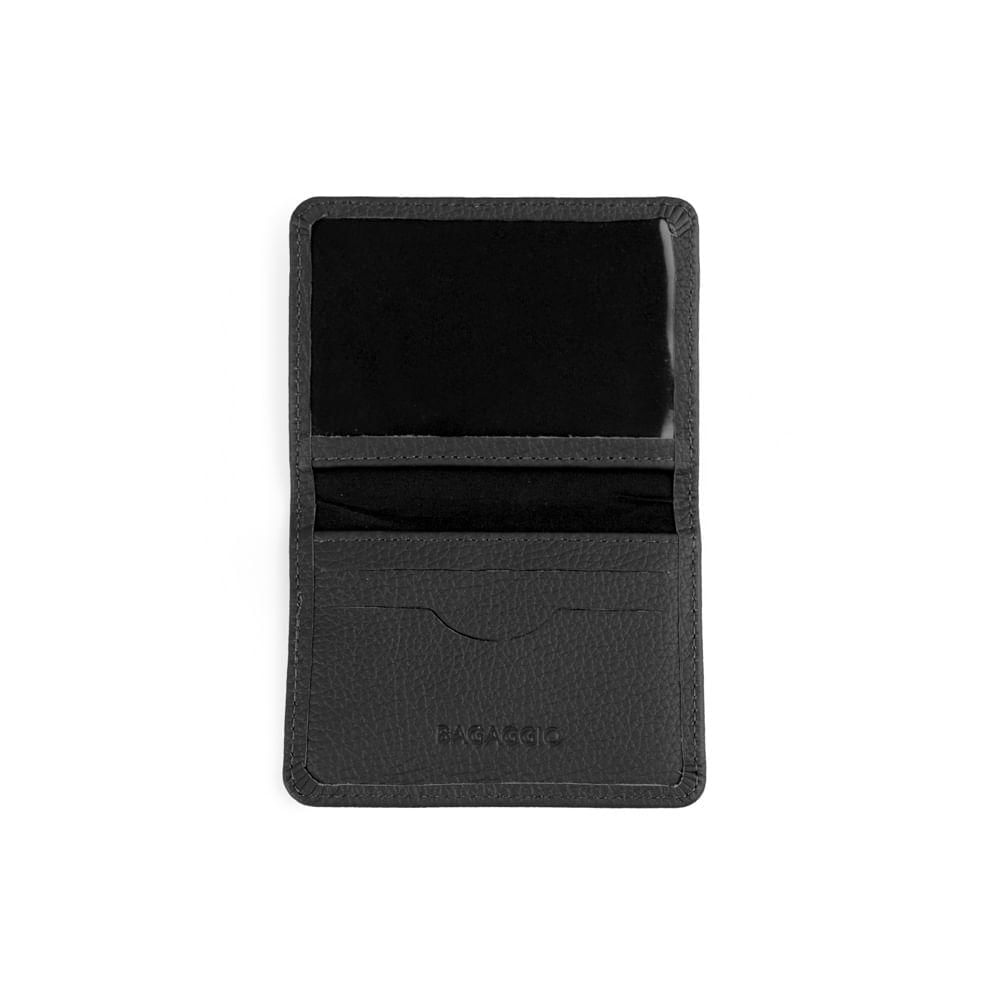 Foto 3 de Carteira Masculina De Couro Compacta Bond Preta U / Preto