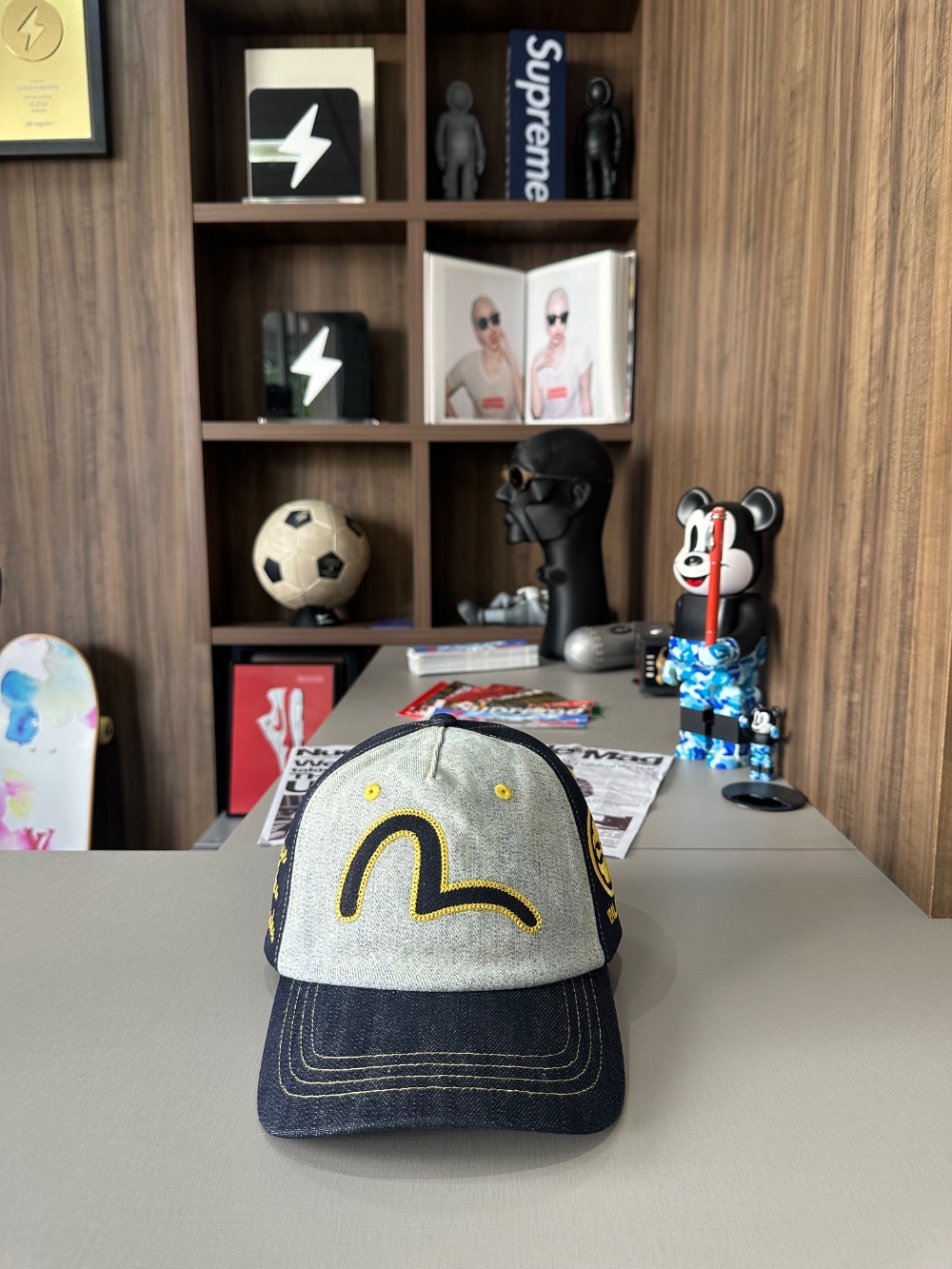 Evisu x Palace Boné Snapback Reverse Indigo — Único, Novo