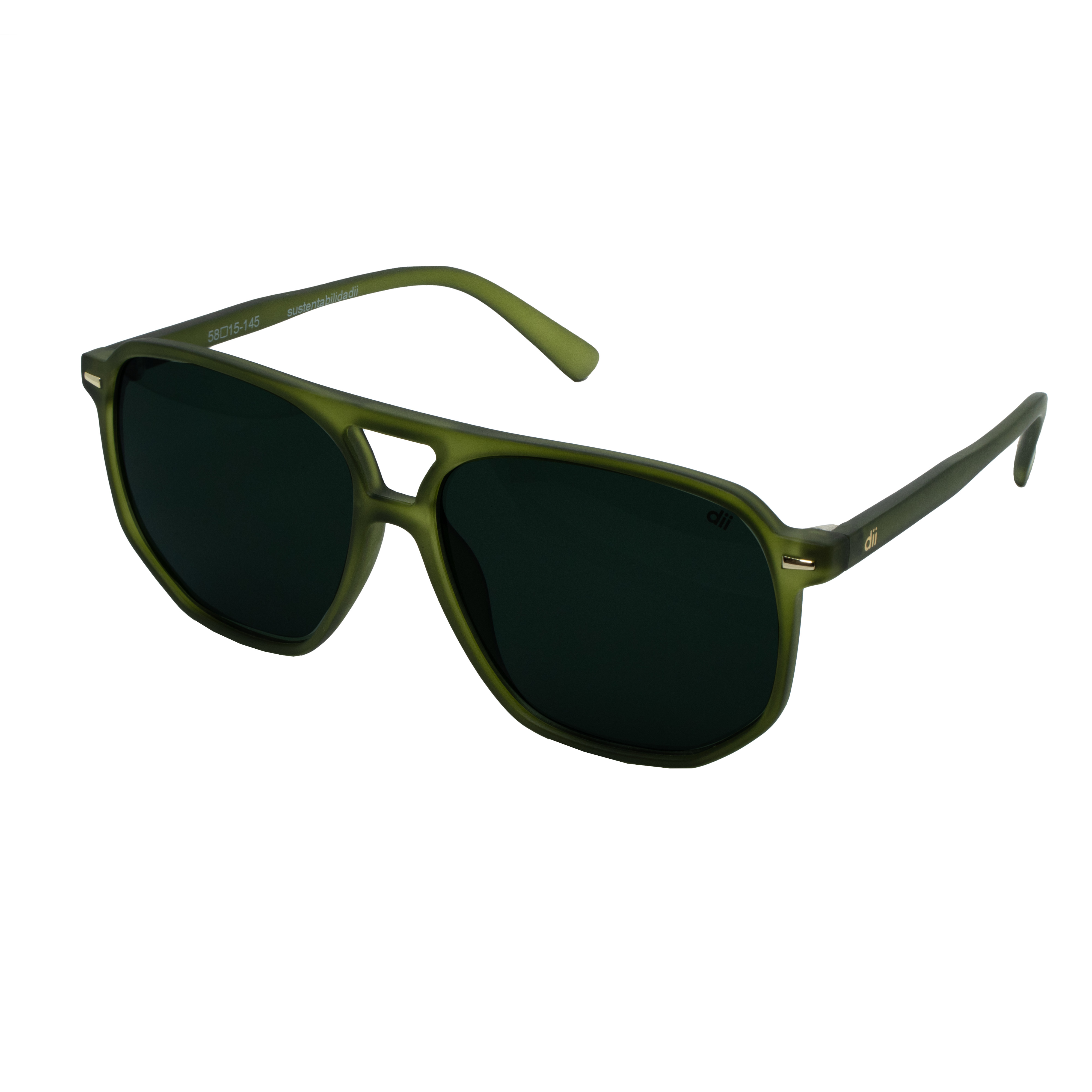 Óculos de Sol Unissex Dii Collection 1 9012 ECO Verde Militar Cristal com Demi Marrom