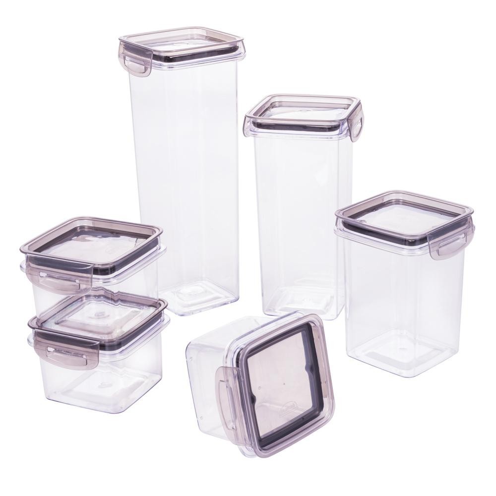 Kit Potes Herméticos Trava Mais Cristal Plasútil 6 Peças