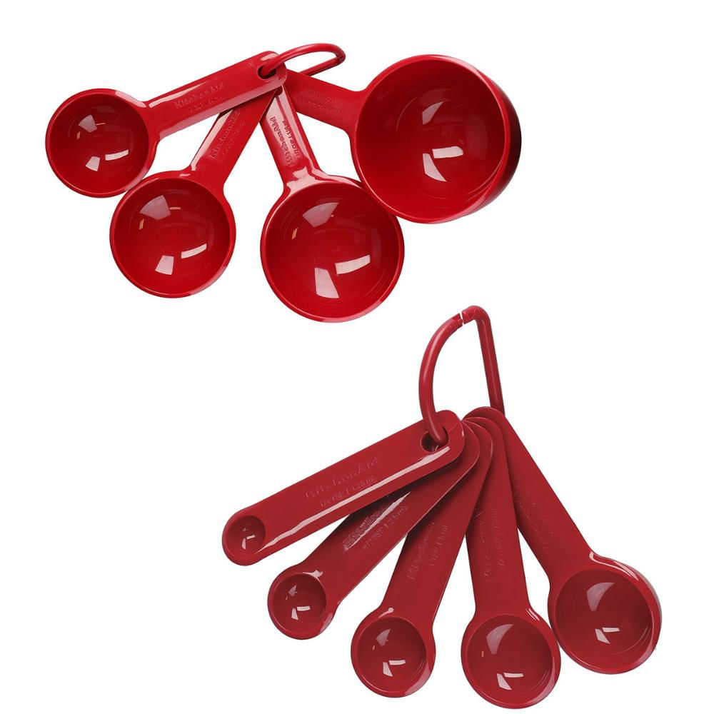 Kit 5 Colheres Medidoras Vermelho e 4 Xícaras KitchenAid