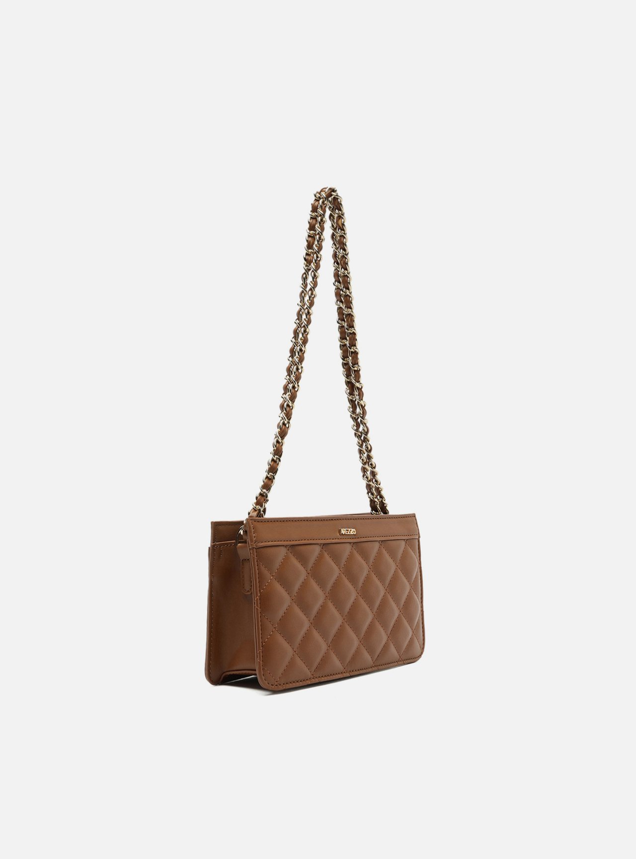 Foto 5 de Bolsa Tiracolo Preta Couro Média Matelassê Corrente