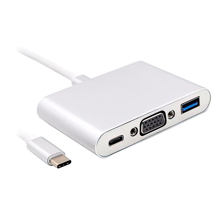 Cabo Adaptador F3 3 in 1 Tipo C Para USB 3.0 + VGA + Tipo C , JC-TYC-VGA31